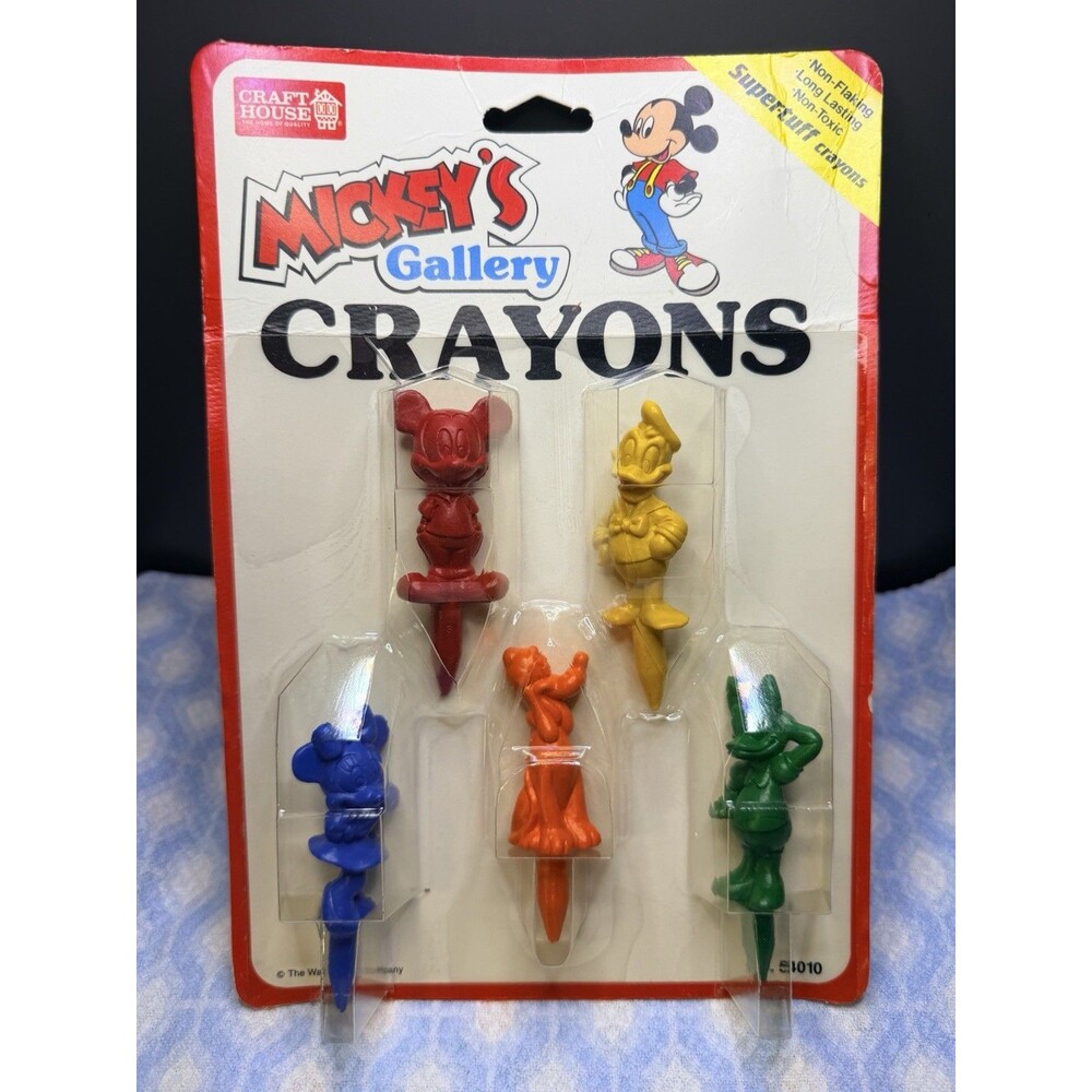 VTG 1992 Disney Mickey's Gallery Crayons Minnie Donald Craft House Super-Tuff